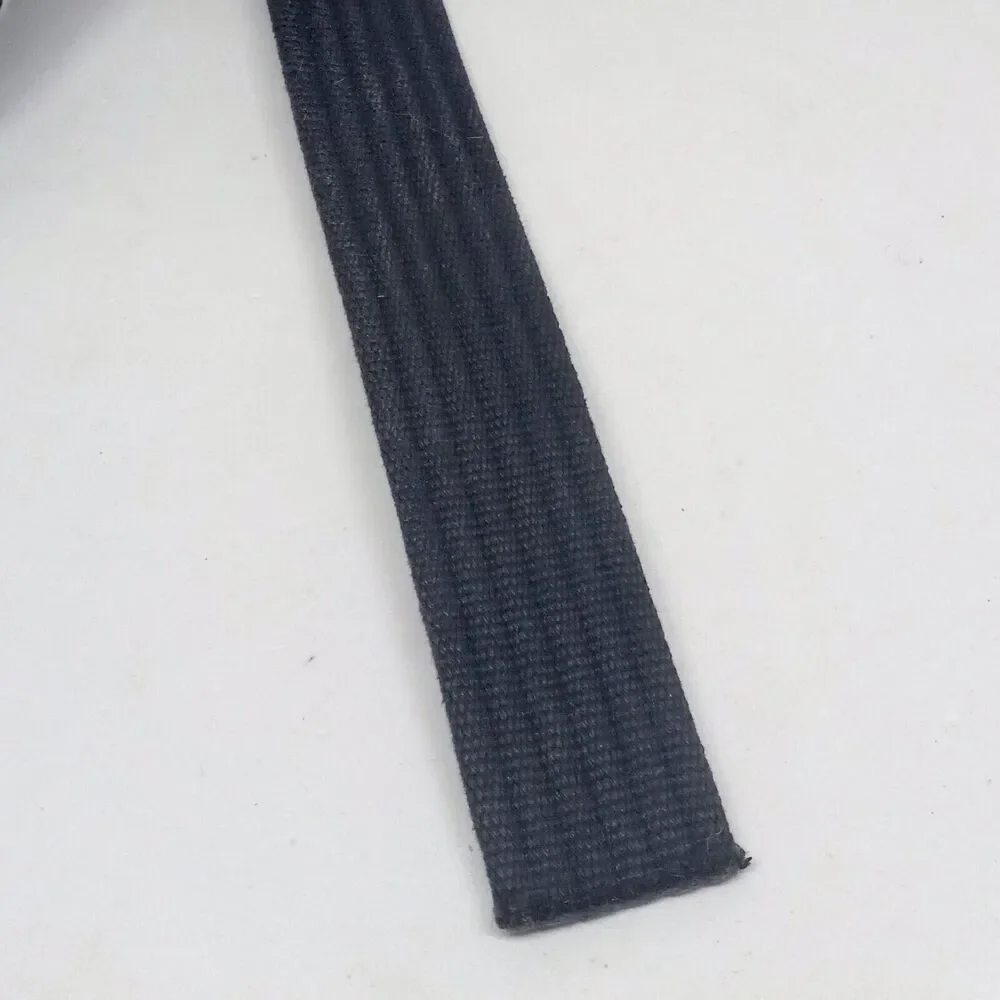 Vintage Navy Ribbed Fabric Canvas Belts-Silver Toned Slider Buckle-Adjustable